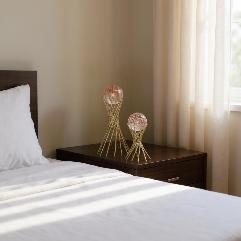 Crystal Ball with Golden Iron Stand Set