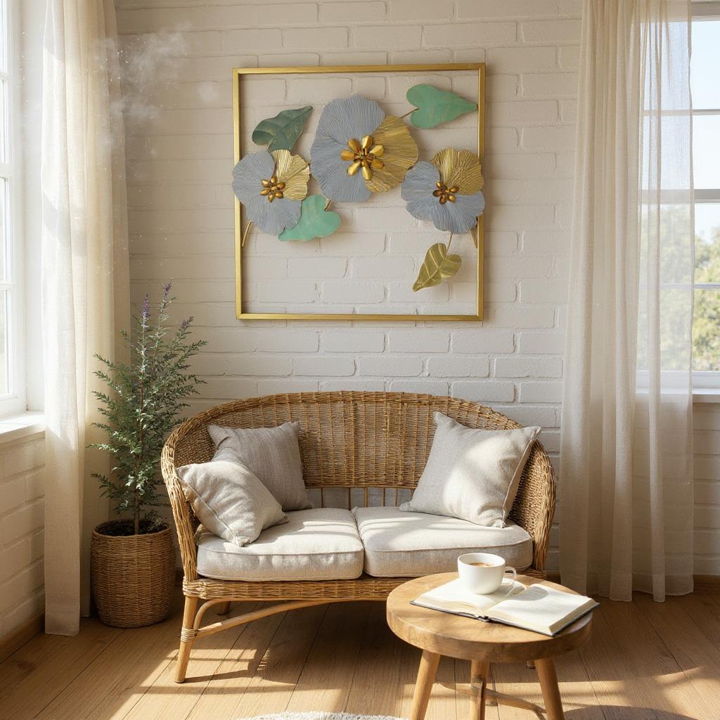 Golden Bloom Metallic Wall Art