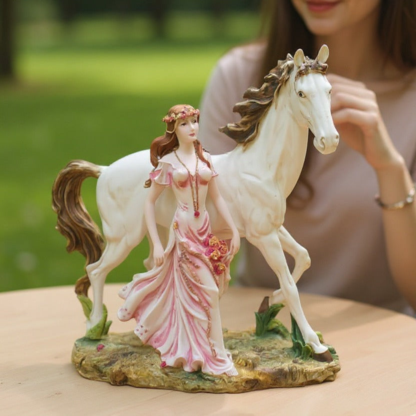 Maiden with a Horse Sculpture