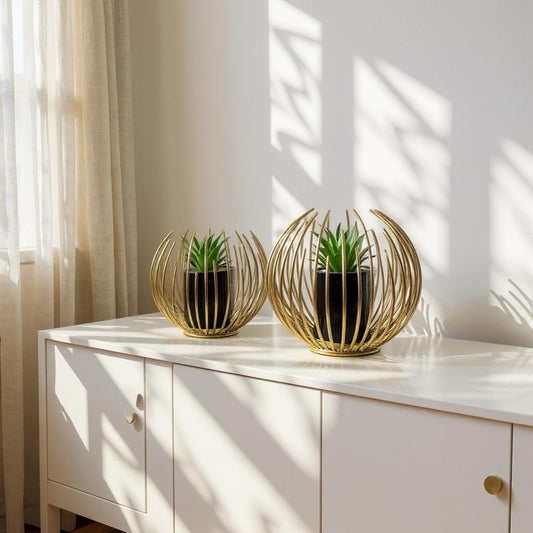Spike Metallic Planters in Pot