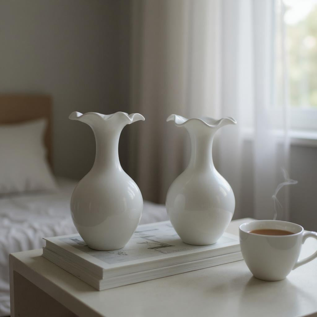 White Vase with Petal Rim