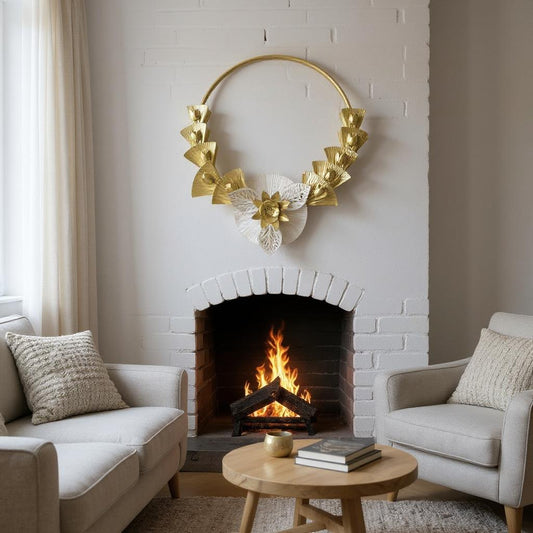 Round Golden Floral Radiance Wall Motif