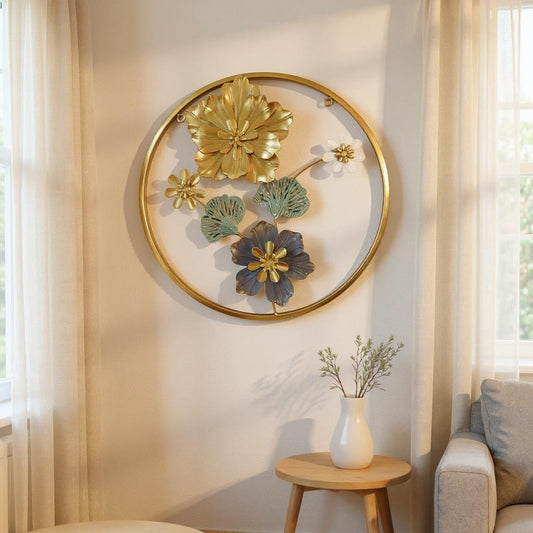 Golden Metal Round Wall Motif
