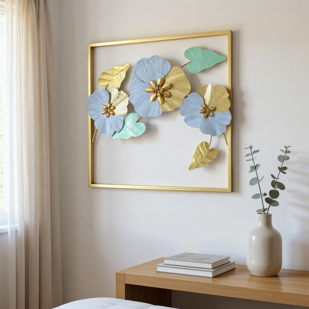 Golden Bloom Metallic Wall Art