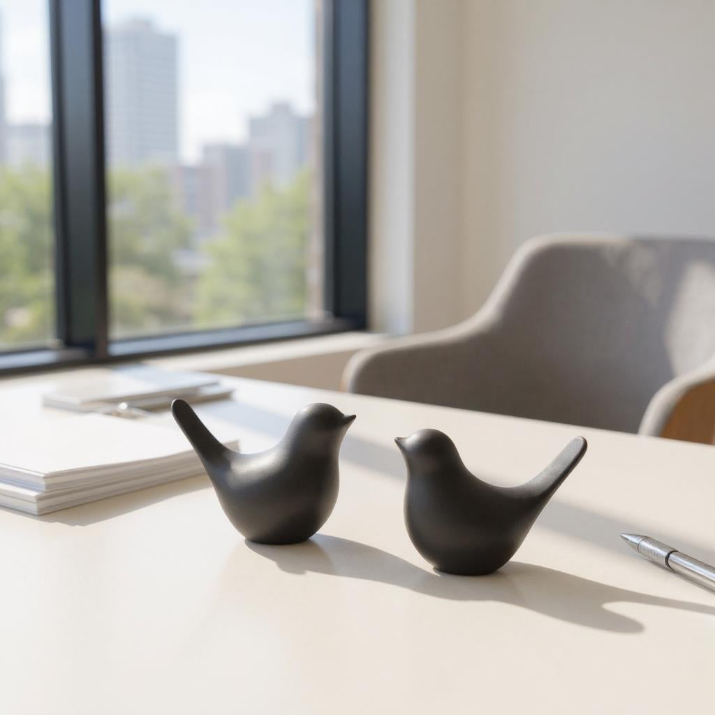 Black Ceramic Bird Sculpture