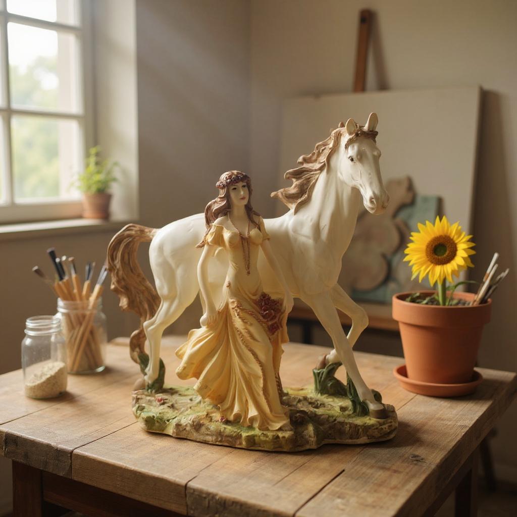 Maiden with a Horse Sculpture