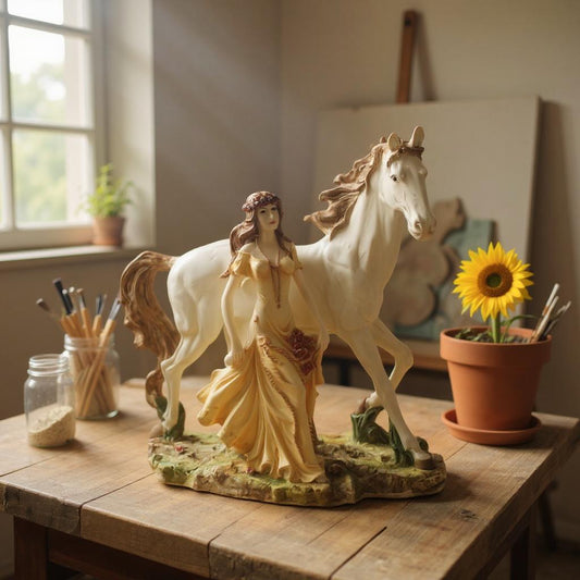 Maiden with a Horse Sculpture