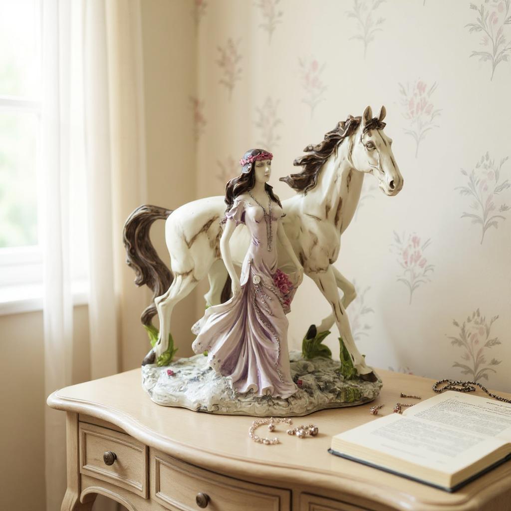 Maiden with a Horse Sculpture