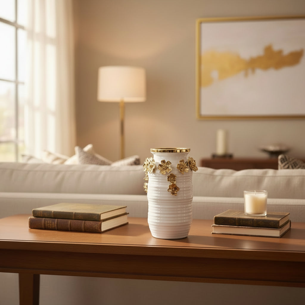 Golden Petal Statement Vase