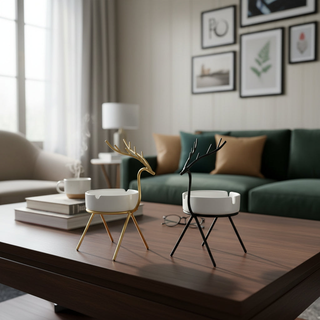 Abstract Deer Metal-Work Ceramic Cigar Tray