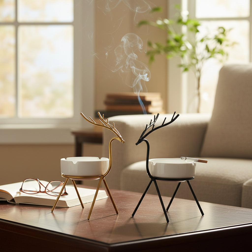 Abstract Deer Metal-Work Ceramic Cigar Tray