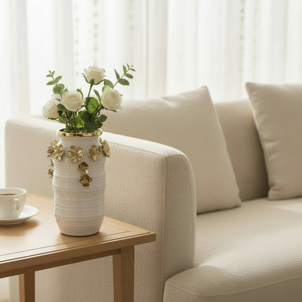 Golden Petal Statement Vase