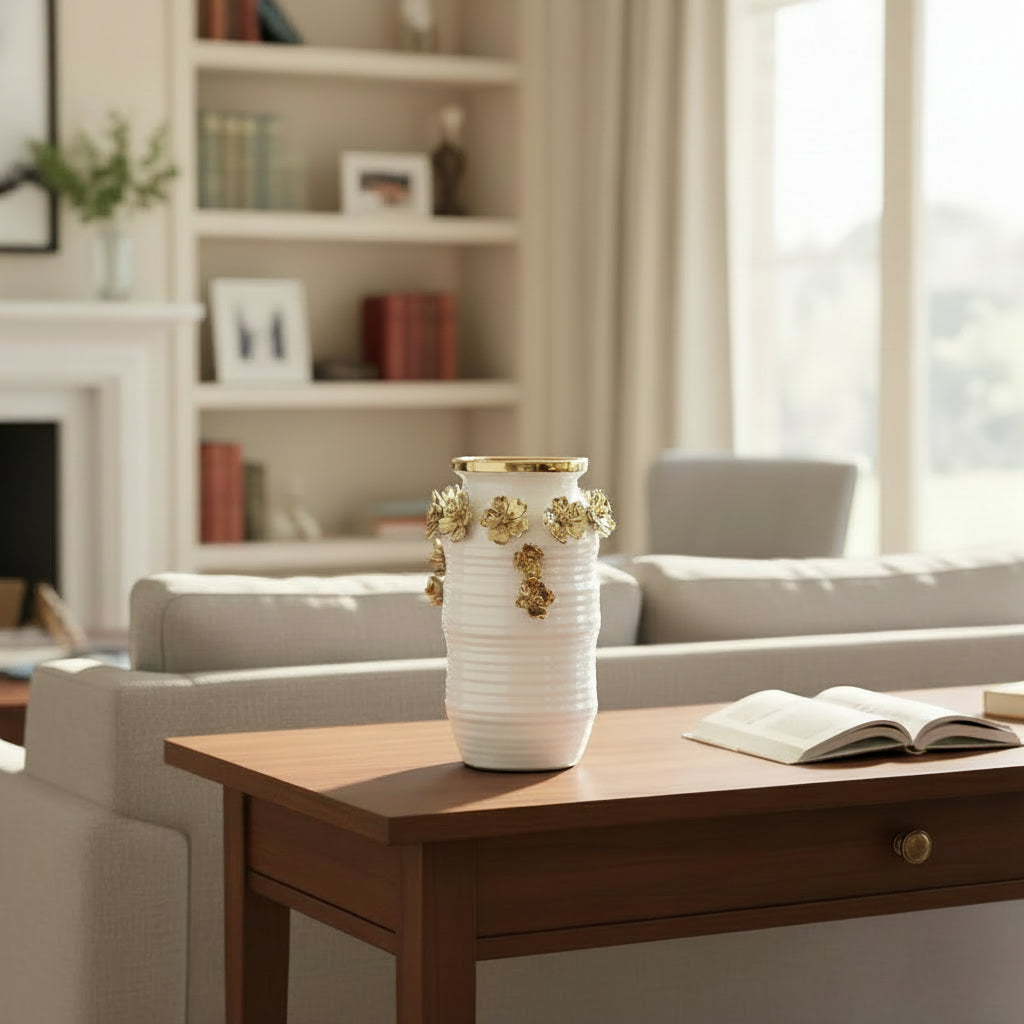 Golden Petal Statement Vase