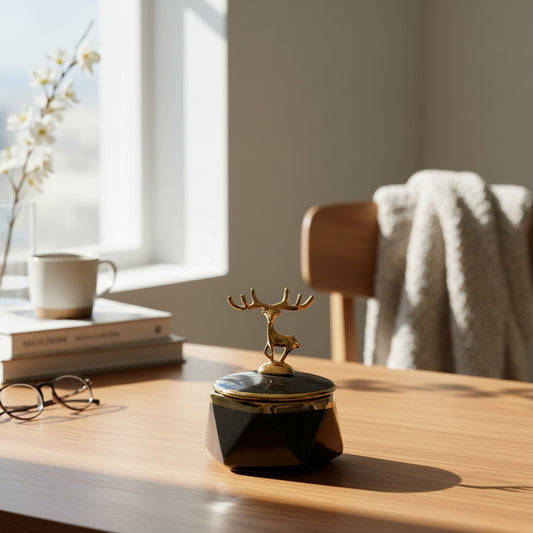 Ceramic Deer Lid Ashtray Set