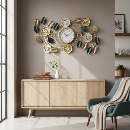 Artistic Floral Vine Metal Wall Clock