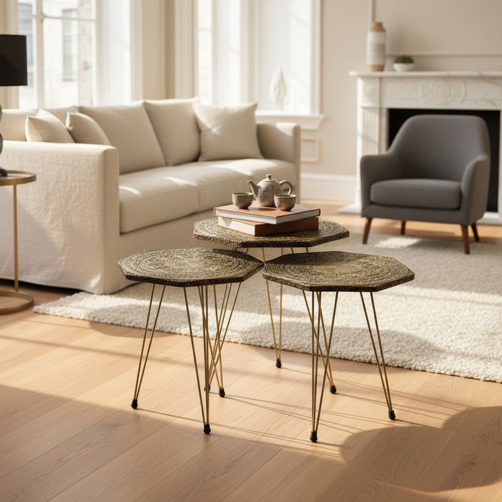 Engraved Gold Ember Table Set