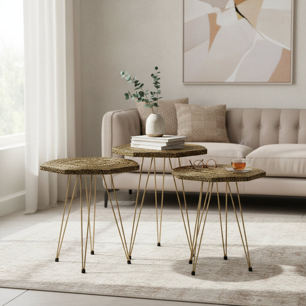 Engraved Gold Ember Table Set