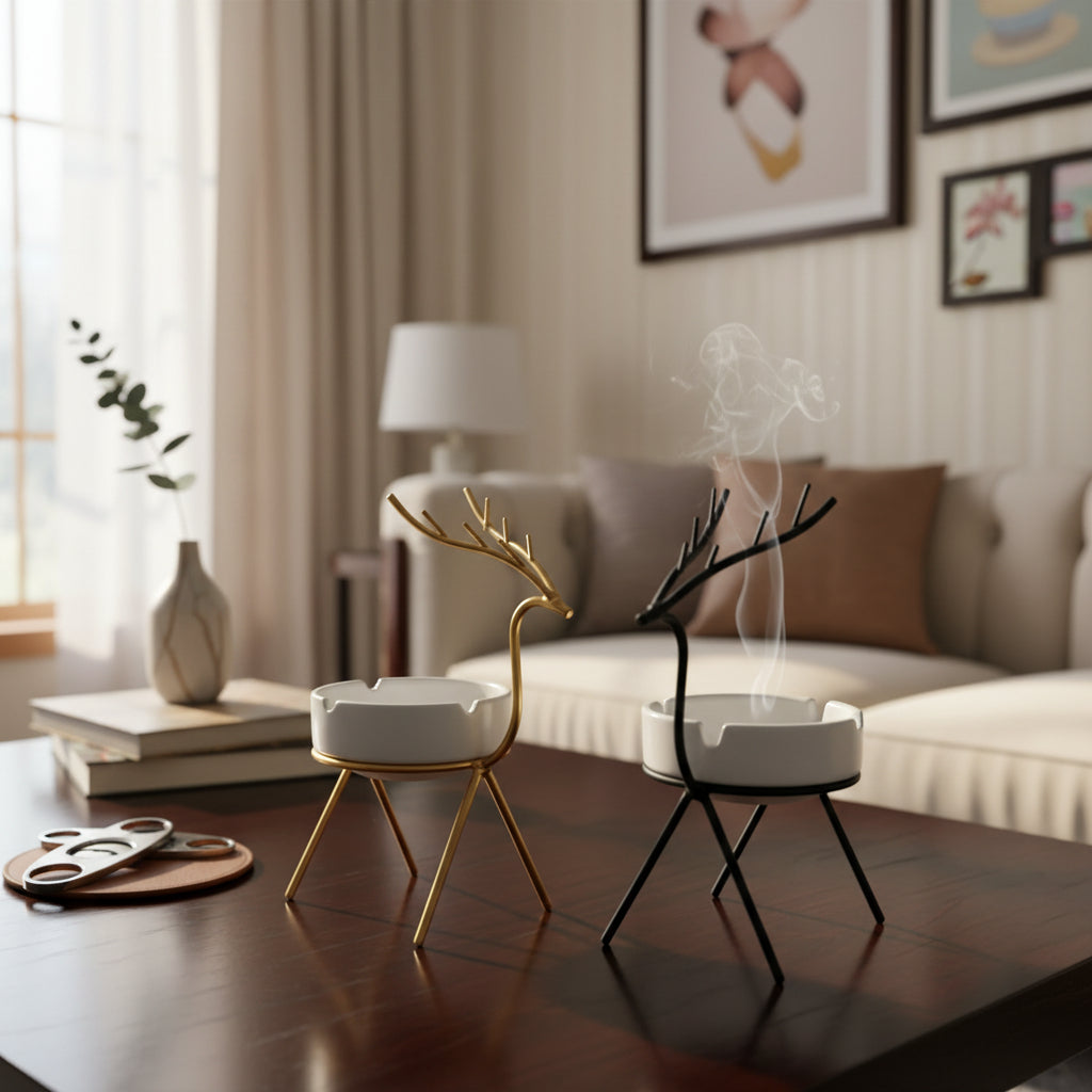 Abstract Deer Metal-Work Ceramic Cigar Tray