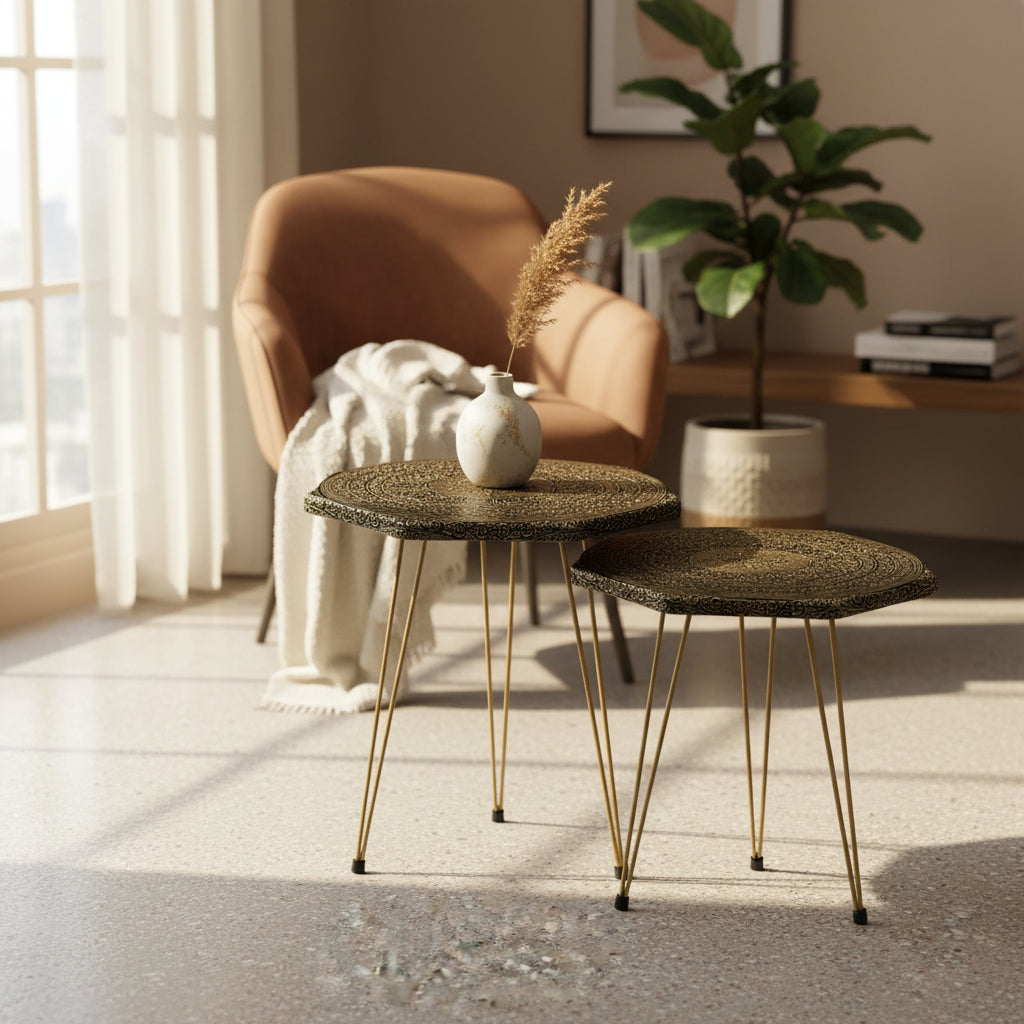 Engraved Gold Ember Table Set