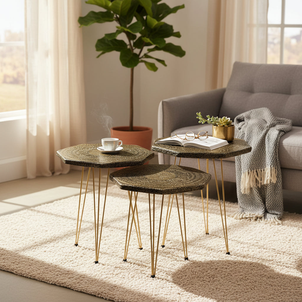 Engraved Gold Ember Table Set