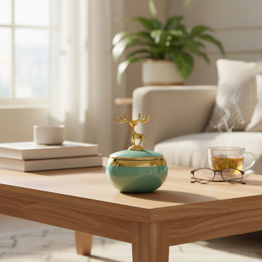 Emerald Deer Lid Ashtray