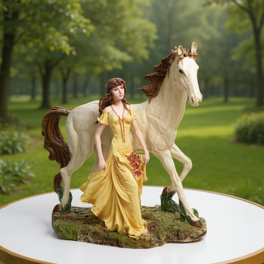 Maiden with a Horse Sculpture